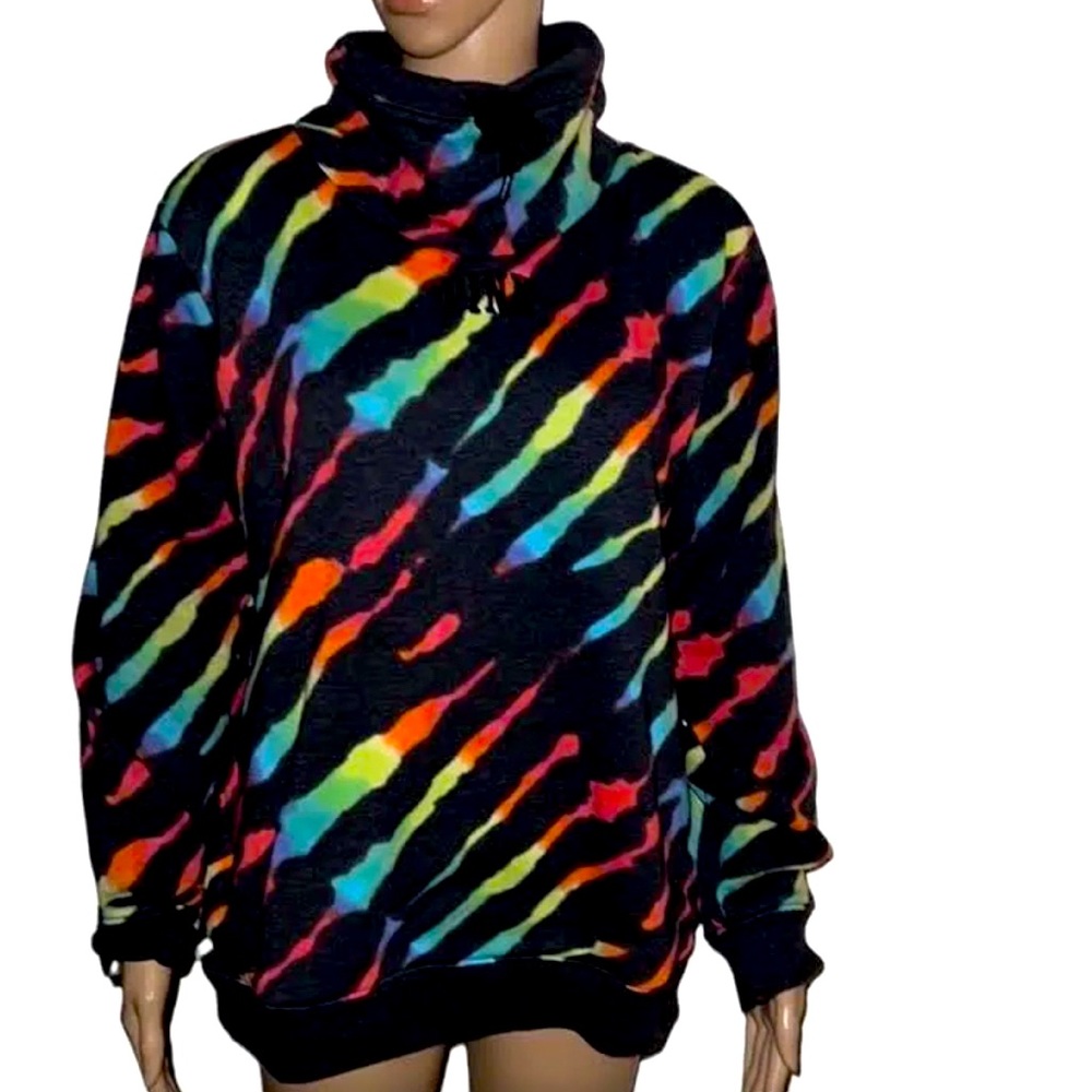 VICTORIA SECRET BLACK & RAINBOW COLOR TYE DYE PULL OVER - OVERSIZED